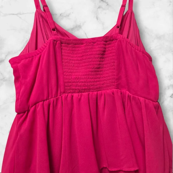 Torrid Neon Pink Peplum Chiffon Midi Cami Tank Top‎ Size 0 (Large/12) - Picture 6 of 8